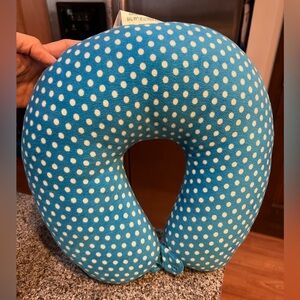 Blue and white polkadot neck pillow travel pillow